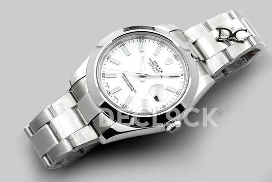 Replica Rolex Datejust II 41 116300 White Dial Stick Markers with Oyster Bezel | Declock.