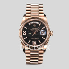 Replica Rolex Day-Date 36 128235 Eisenkiesel (Quartz Stone) Diamond Roman Dial in Everose Gold