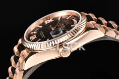 Replica Rolex Day-Date 36 128235 Eisenkiesel (Quartz Stone) Diamond Roman Dial in Everose Gold