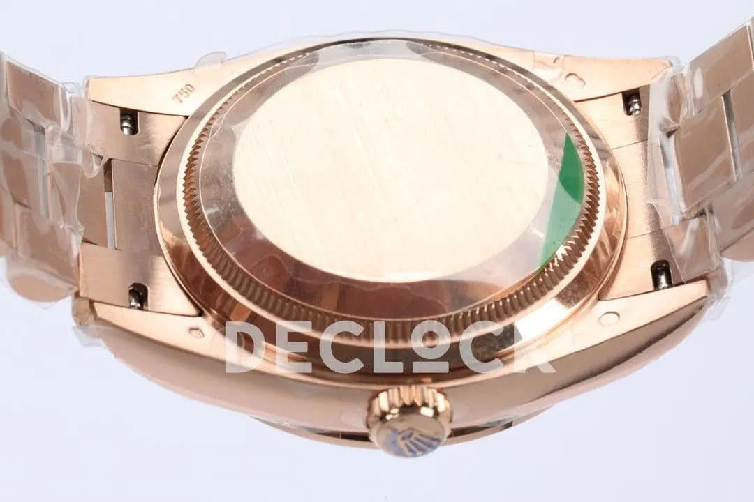 Replica Rolex Day-Date 36 128345RBR Rose Dial with Diamond Bezel in Everose Gold |  Declock.