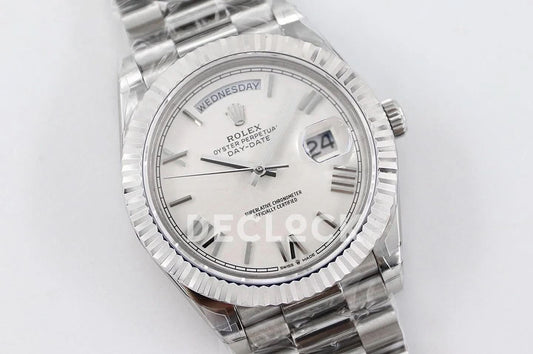 Replica Rolex Day-Date 36/40 228238 White Dial in White Gold |  Declock.