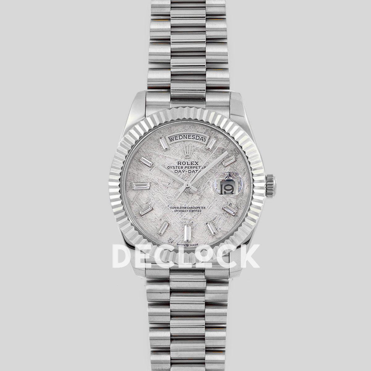 Replica Rolex Day-Date 36/40 228239 Meteorite Dial with Diamond Markers in White Gold - Replica Watches