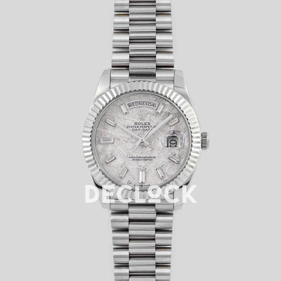 Replica Rolex Day-Date 36/40 228239 Meteorite Dial with Diamond Markers in White Gold