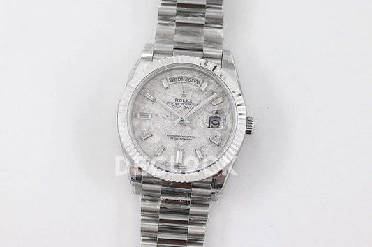 Replica Rolex Day-Date 36/40 228239 Meteorite Dial with Diamond Markers in White Gold | Declock.
