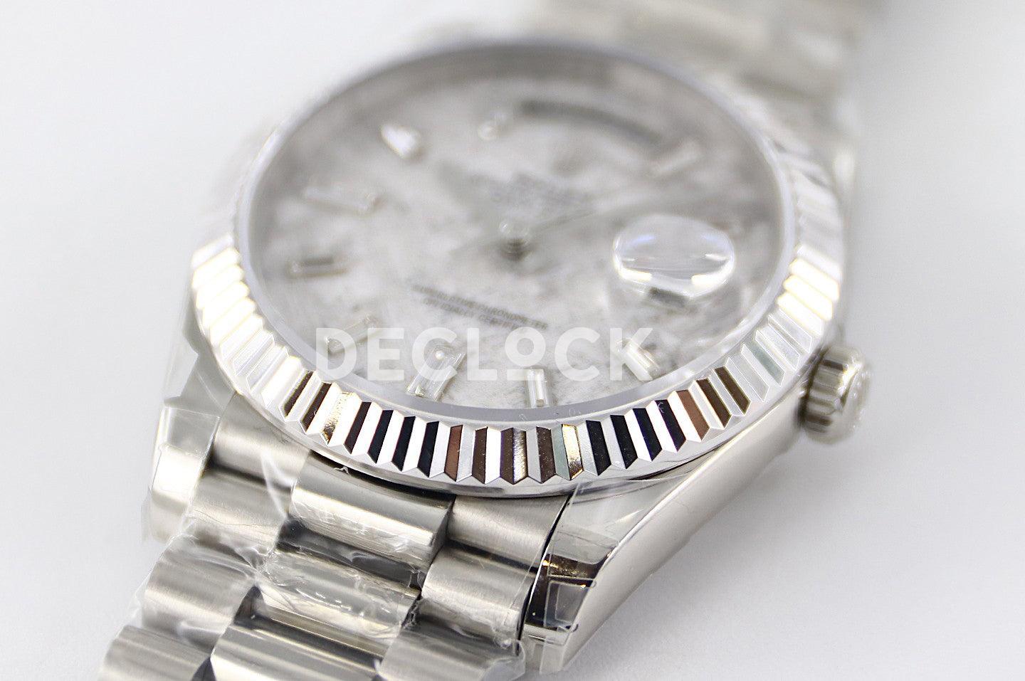 Replica Rolex Day-Date 36/40 228239 Meteorite Dial with Diamond Markers in White Gold - Replica Watches