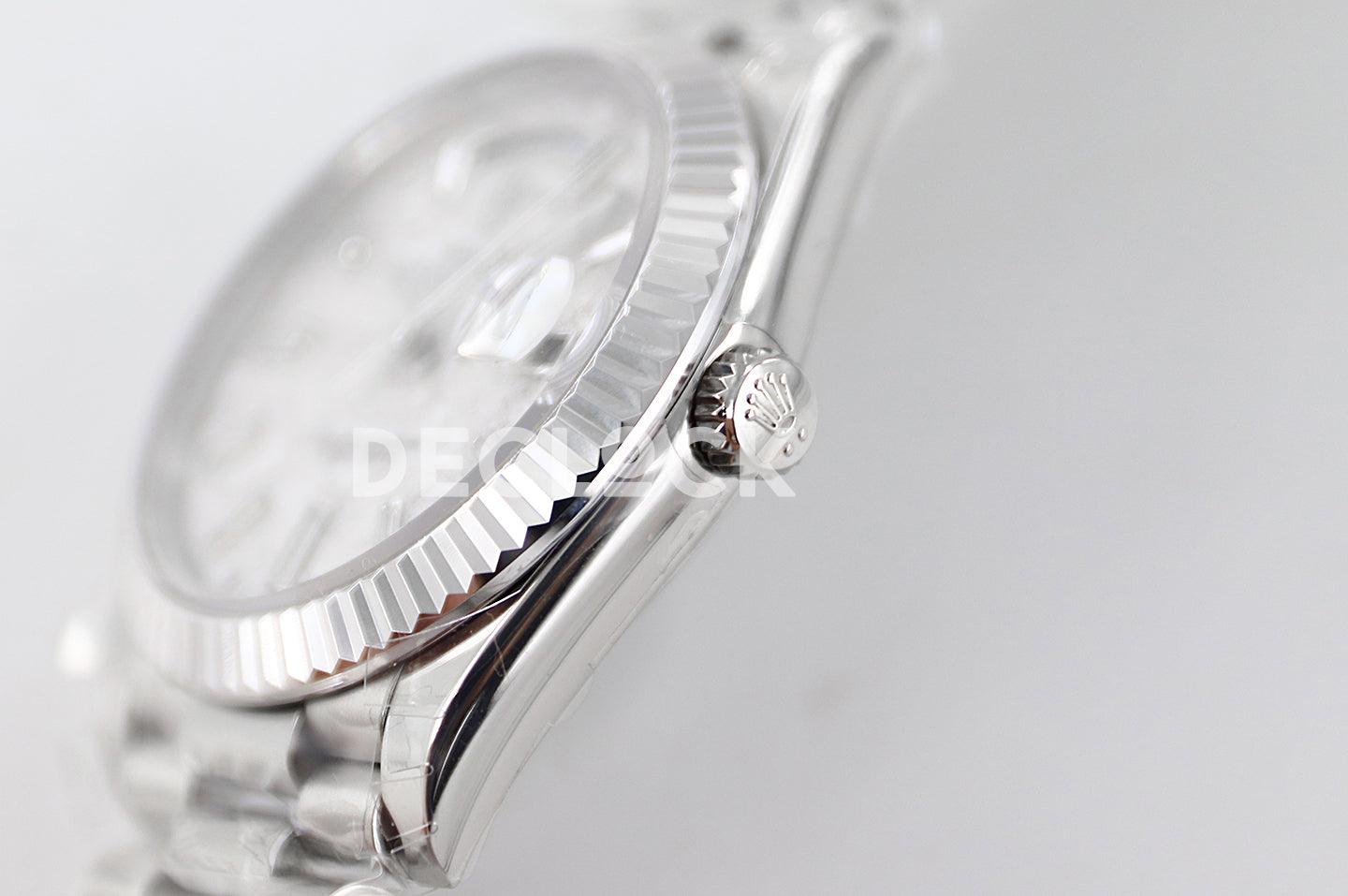 Replica Rolex Day-Date 36/40 228239 Meteorite Dial with Diamond Markers in White Gold - Replica Watches