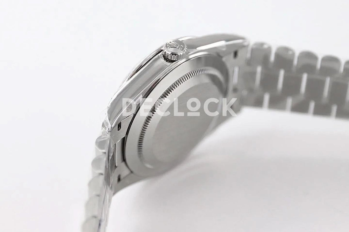 Replica Rolex Day-Date 36/40 228239 Meteorite Dial with Diamond Markers in White Gold |  Declock.