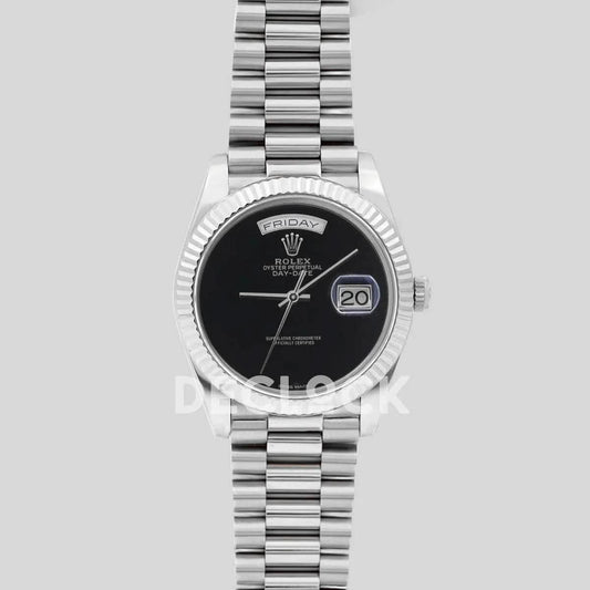 Replica Rolex Day-Date 36/40 Onyx Black Dial in White Gold |  Declock.