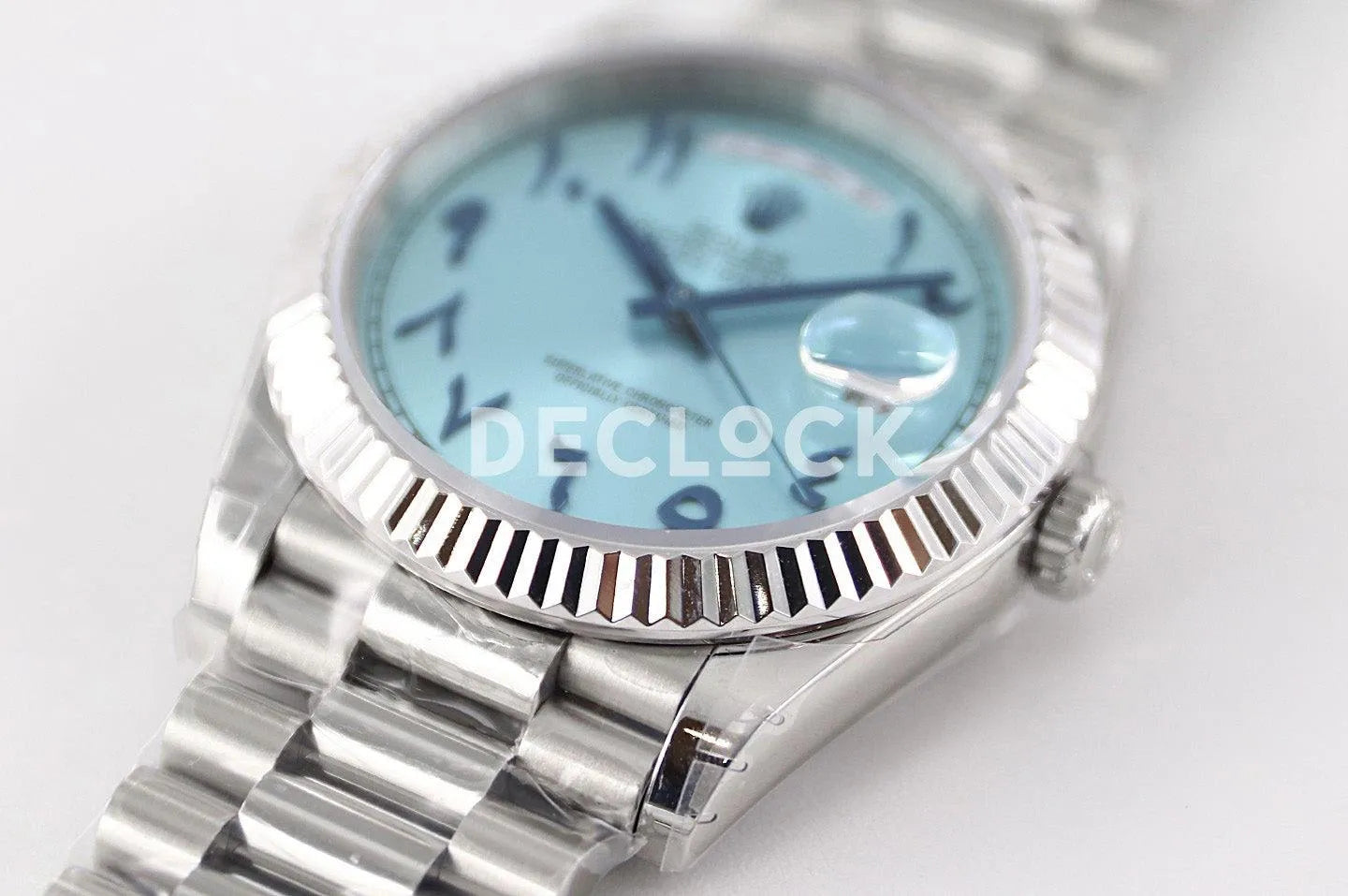 Replica Rolex Day-Date 40 228206 Blue Dial in Platinum with Arabic Markers