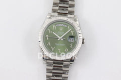 Replica Rolex Day-Date 40 228206 Green Dial in Platinum with Arabic Markers