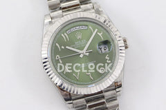 Replica Rolex Day-Date 40 228206 Green Dial in Platinum with Arabic Markers