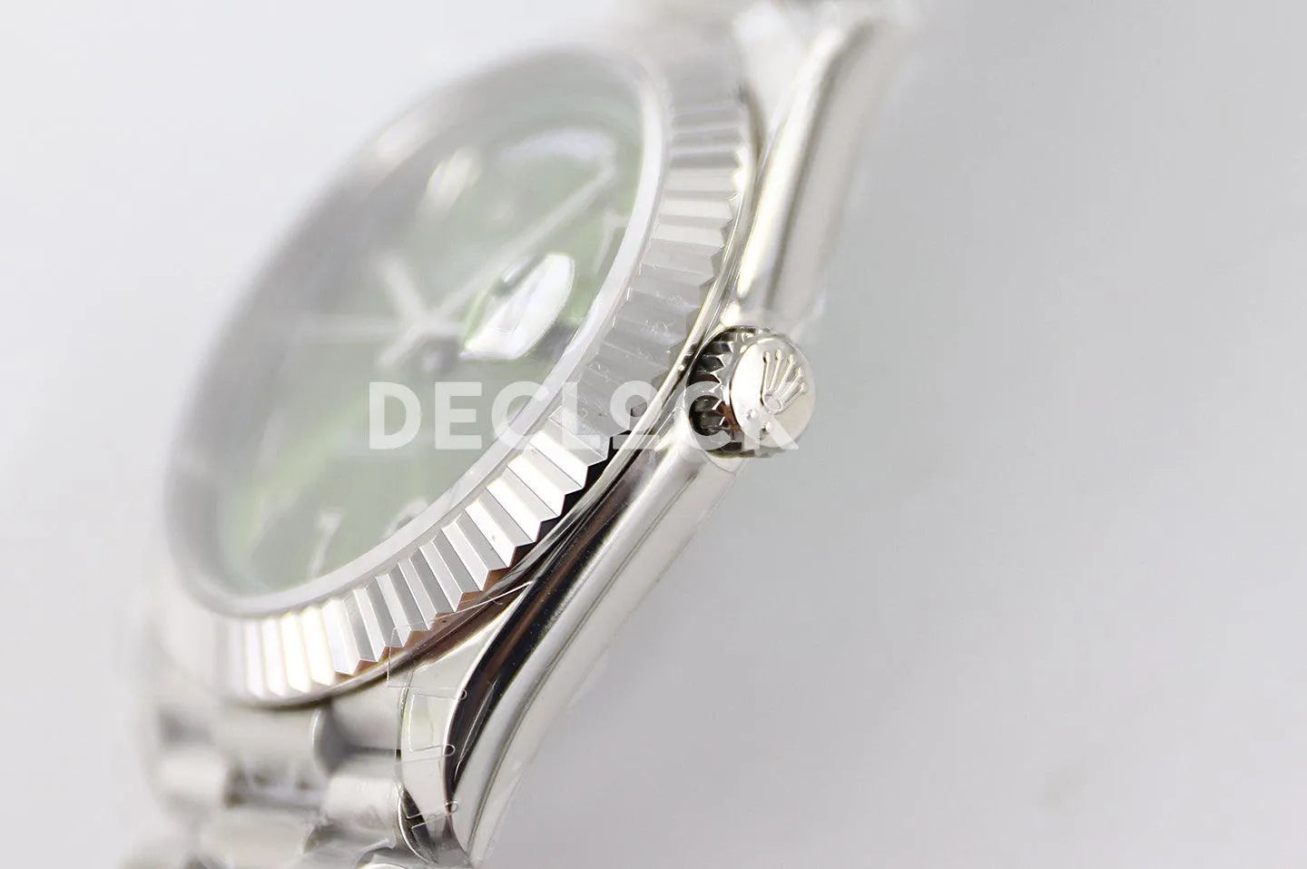 Replica Rolex Day-Date 40 228206 Green Dial in Platinum with Arabic Markers