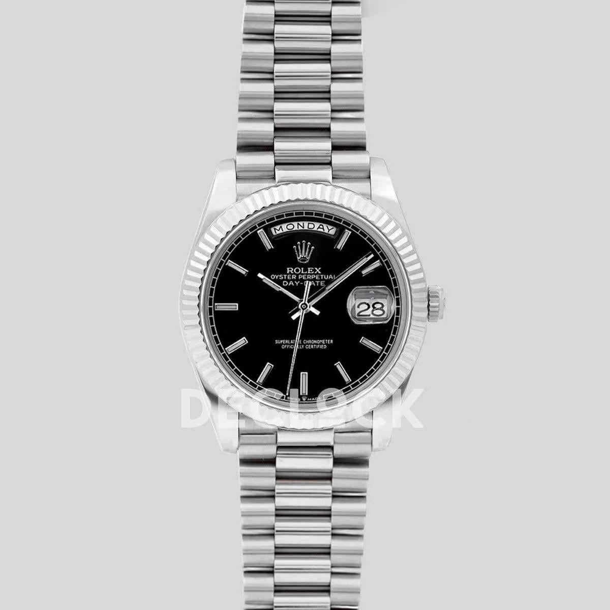 Replica Rolex Day-Date 40 228235 Black Dial in White Gold |  Declock.