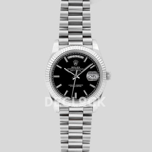 Replica Rolex Day-Date 40 228235 Black Dial in White Gold |  Declock.