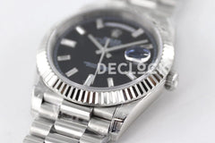 Replica Rolex Day-Date 40 228235 Black Dial in White Gold with Diamond