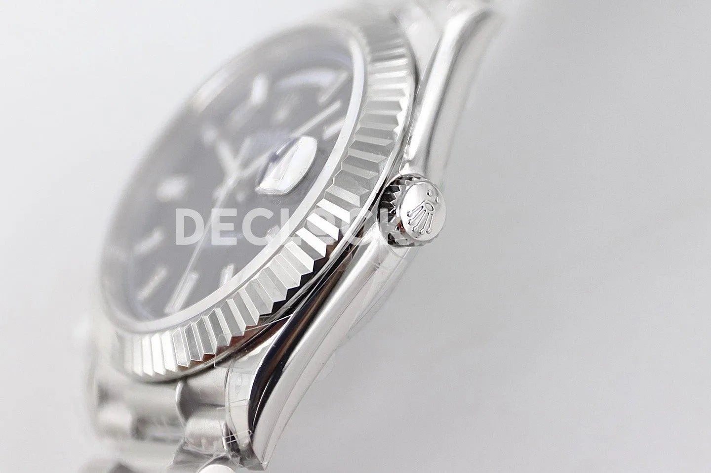 Replica Rolex Day-Date 40 228235 Black Dial in White Gold with Diamond