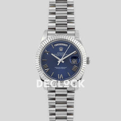 Replica Rolex Day-Date 40 228235 Blue Dial in White Gold with Roman Markers