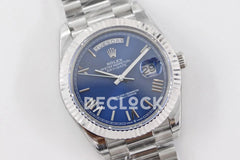 Replica Rolex Day-Date 40 228235 Blue Dial in White Gold with Roman Markers