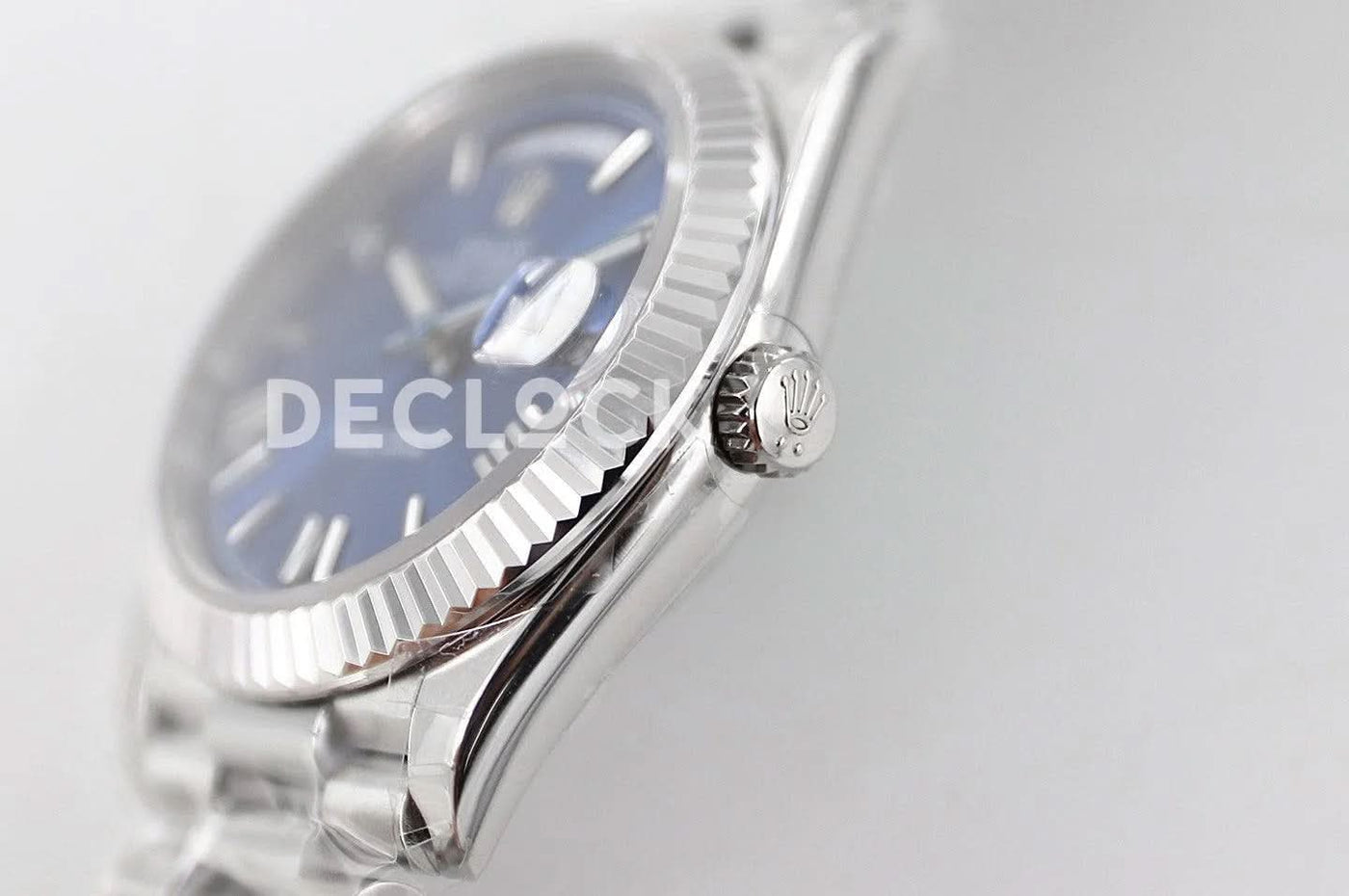 Replica Rolex Day-Date 40 228235 Blue Dial in White Gold with Roman Markers
