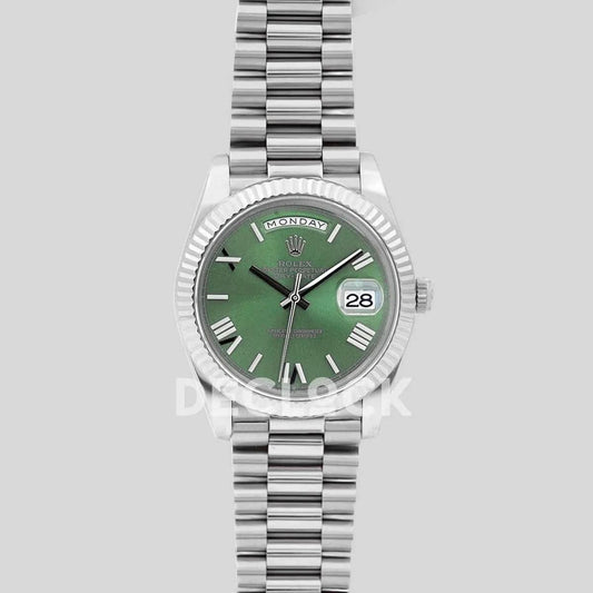 Replica Rolex Day-Date 40 228235 Green Dial in White Gold | Declock.