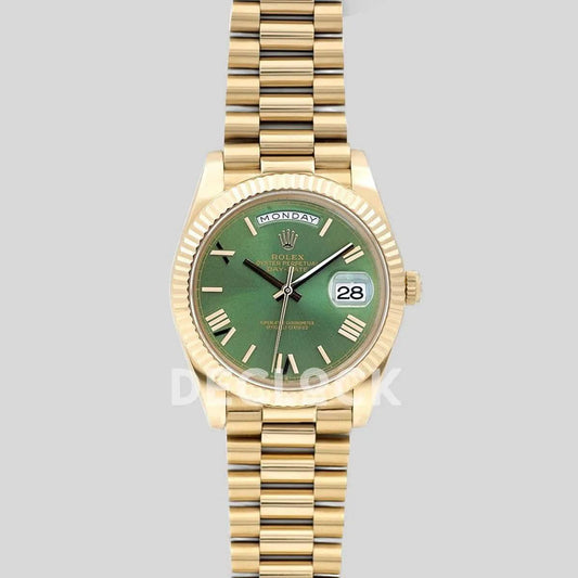 Replica Rolex Day-Date 40 228235 Green Dial in Yellow Gold |  Declock.