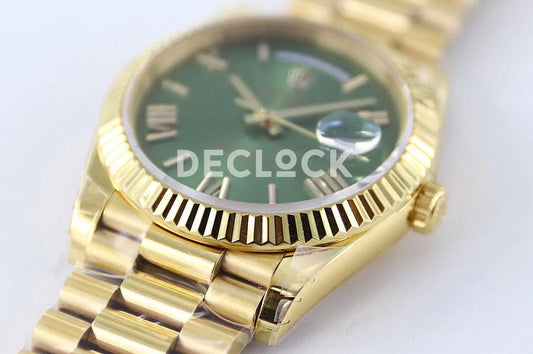 Replica Rolex Day-Date 40 228235 Green Dial in Yellow Gold |  Declock.
