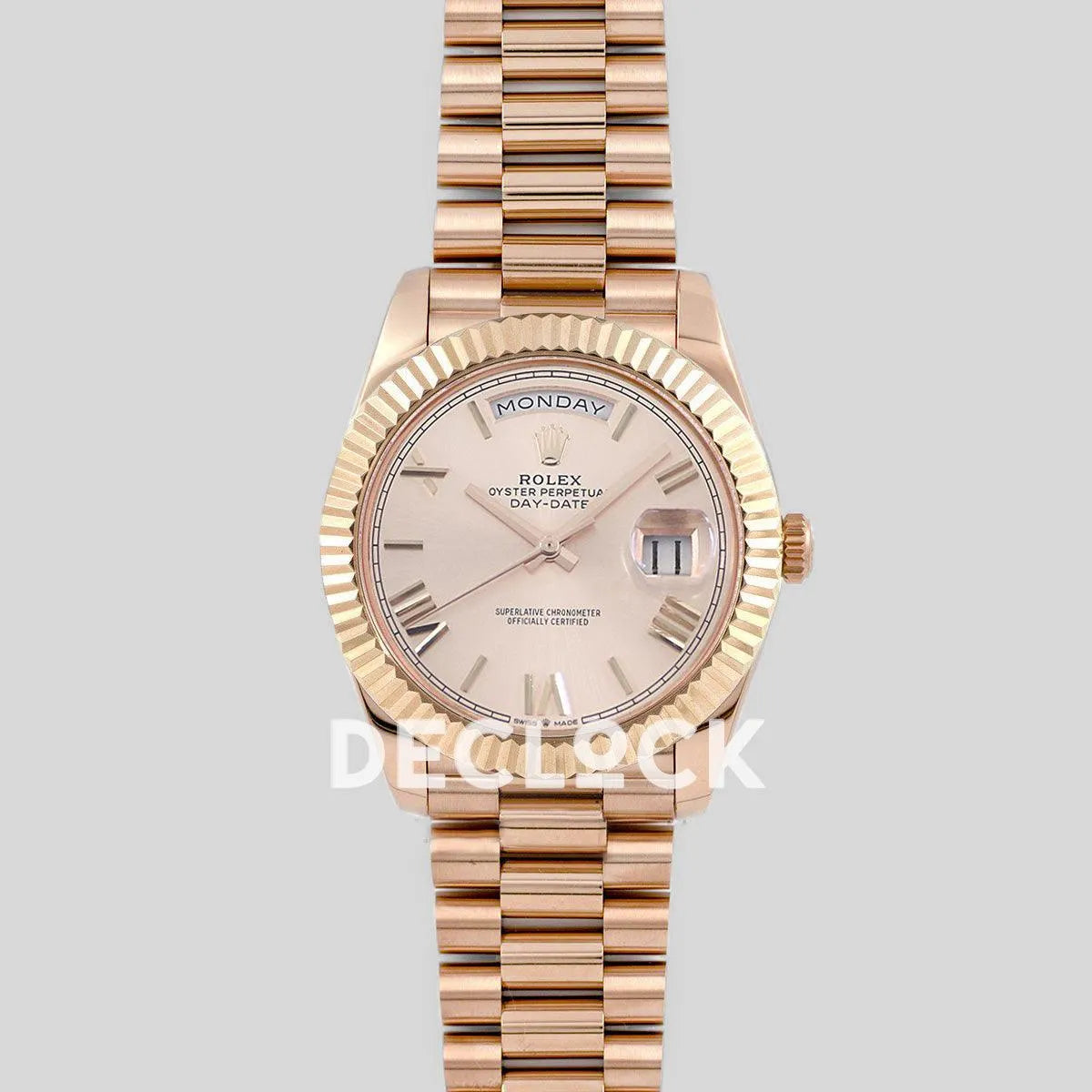 Replica Rolex Day-Date 40 228235 Rose Gold Dial in Rose Gold