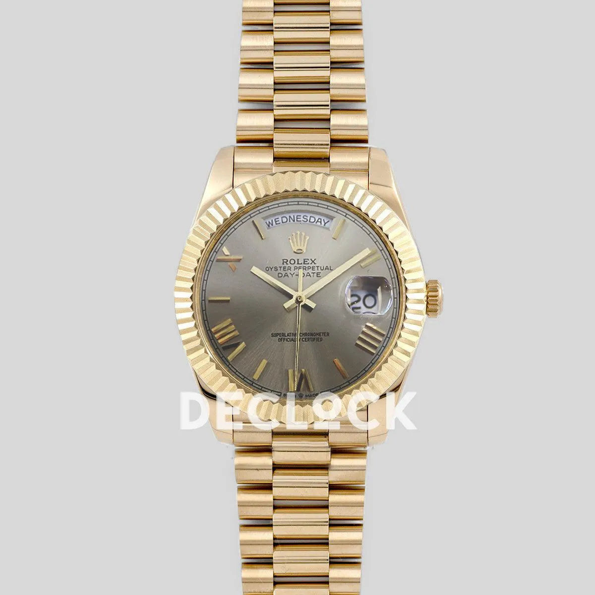 Replica Rolex Day-Date 40 228235 Silver Dial in Yellow Gold