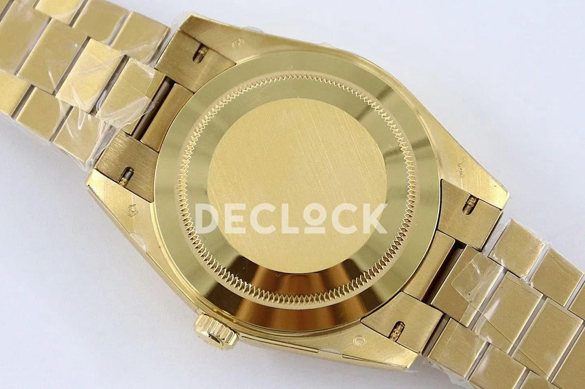 Replica Rolex Day-Date 40 228235 Silver Dial in Yellow Gold |  Declock.