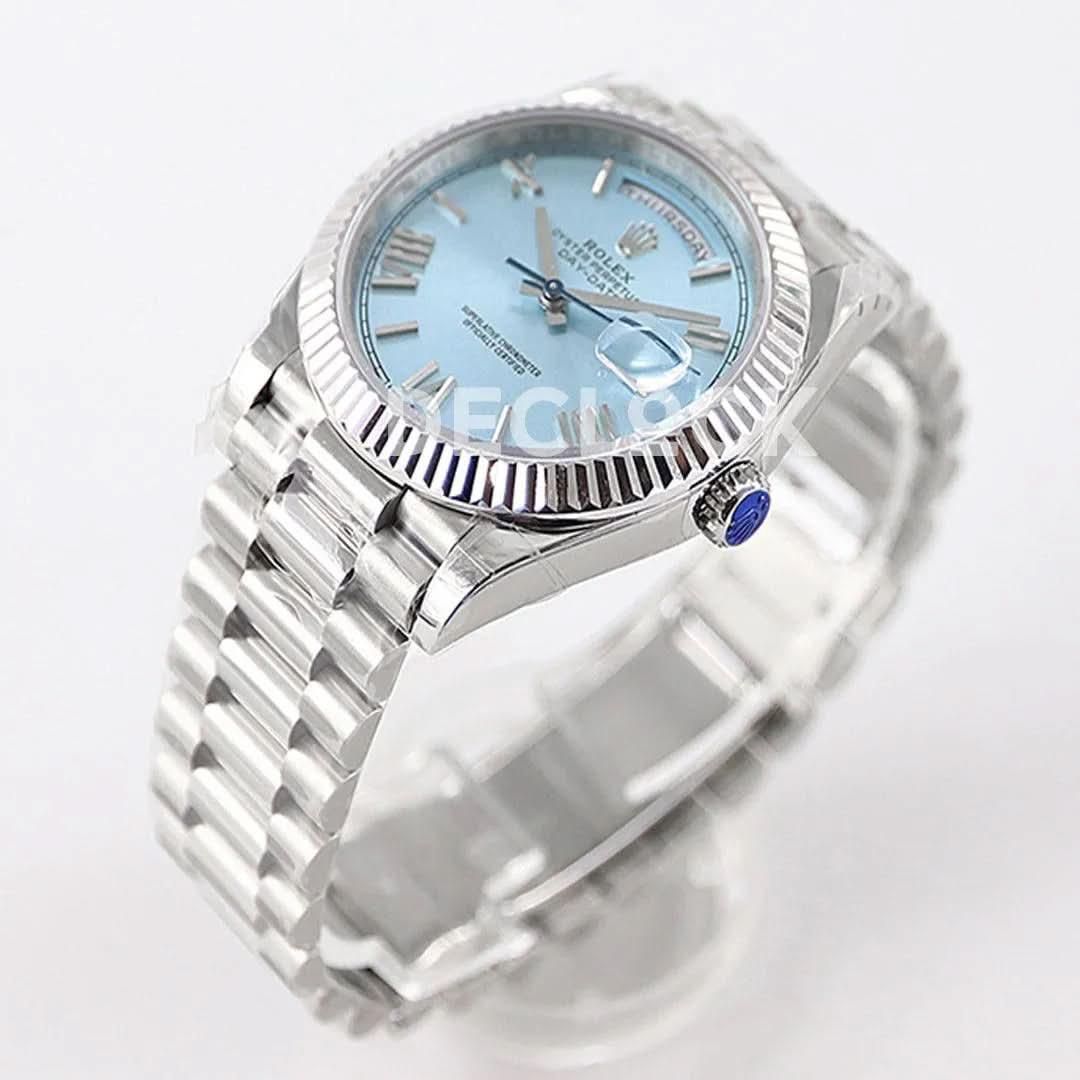 Replica Rolex Day-Date 40 228236 Blue Dial in Platinum |  Declock.