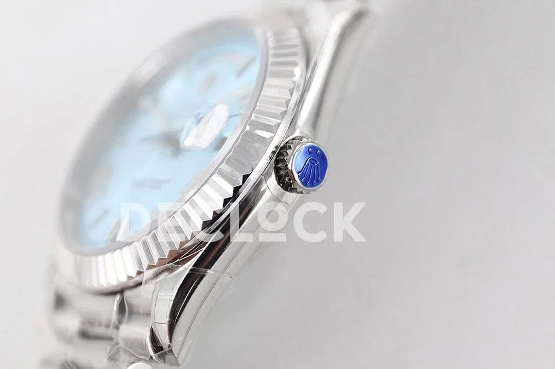 Replica Rolex Day-Date 40 228236 Blue Dial in Platinum |  Declock.
