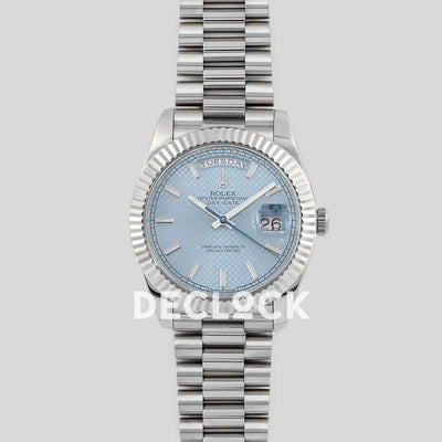 Replica Rolex Day-Date 40 228238 Blue Dial in Platinum Diagonal Motif