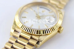 Replica Rolex Day-Date 40 228238 White Dial in Yellow Gold Diagonal Motif