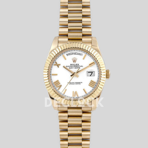 Replica Rolex Day-Date 40 228238 White Dial in Yellow Gold - Replica Watches