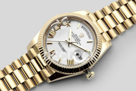 Replica Rolex Day-Date 40 228238 White Dial in Yellow Gold |  Declock.