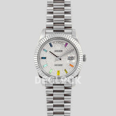 Replica Rolex Day-Date 40 White Gold Diamond Paved Rainbow