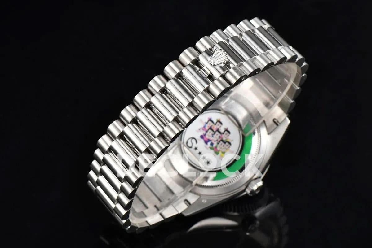 Replica Rolex Day-Date 36 128236 Lapis Lazuli Diamond Roman Dial in Platinum |  Declock.