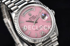 Replica Rolex Day-Date 36 128236 Pink Opal Dial with Roman Marker in Platinum