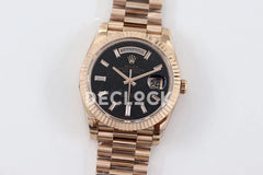 Replica Rolex Daydate 36/40 128235 Eisenkiesel (Quartz Stone) Dial Diamond Markers in Everose Gold