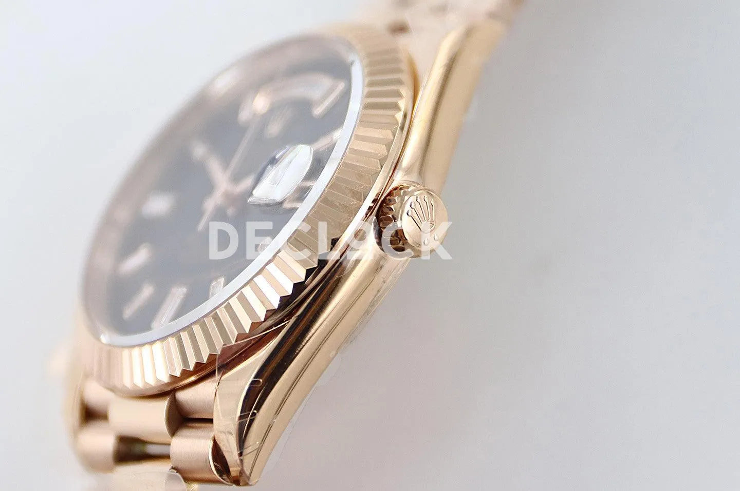 Replica Rolex Daydate 36/40 128235 Eisenkiesel (Quartz Stone) Dial Diamond Markers in Everose Gold