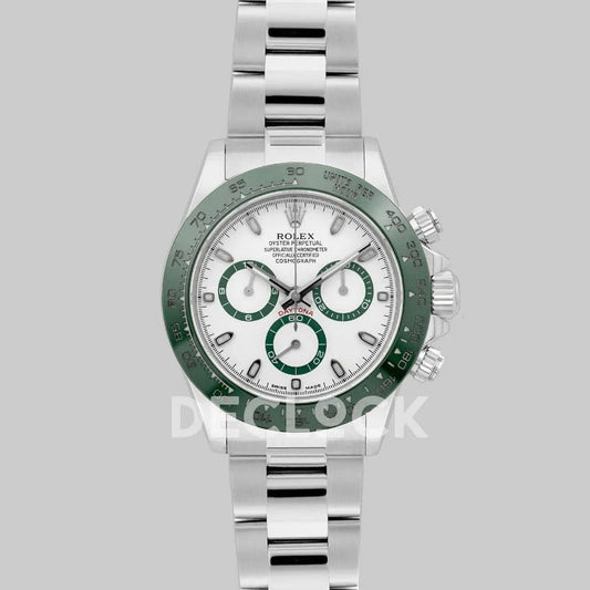 Replica Rolex Daytona 116500LV White Dial Green Bezel |  Declock.