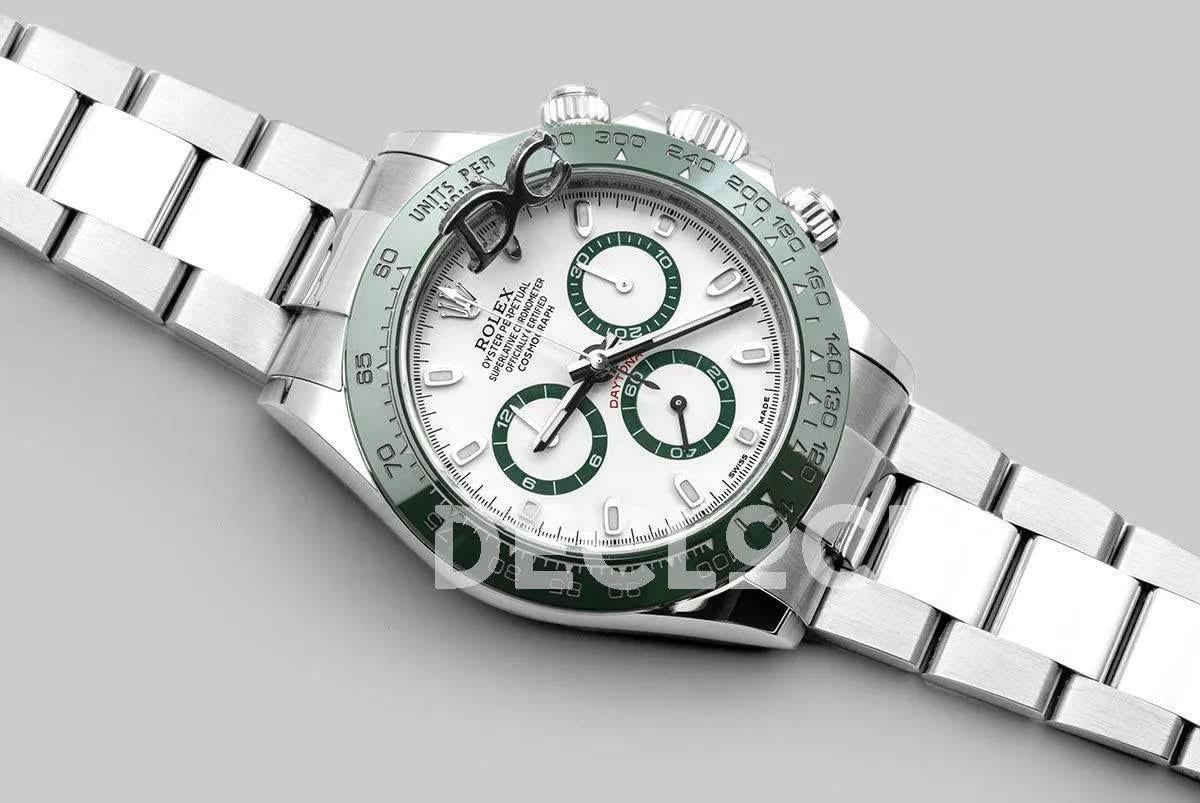 Replica Rolex Daytona 116500LV White Dial Green Bezel |  Declock.