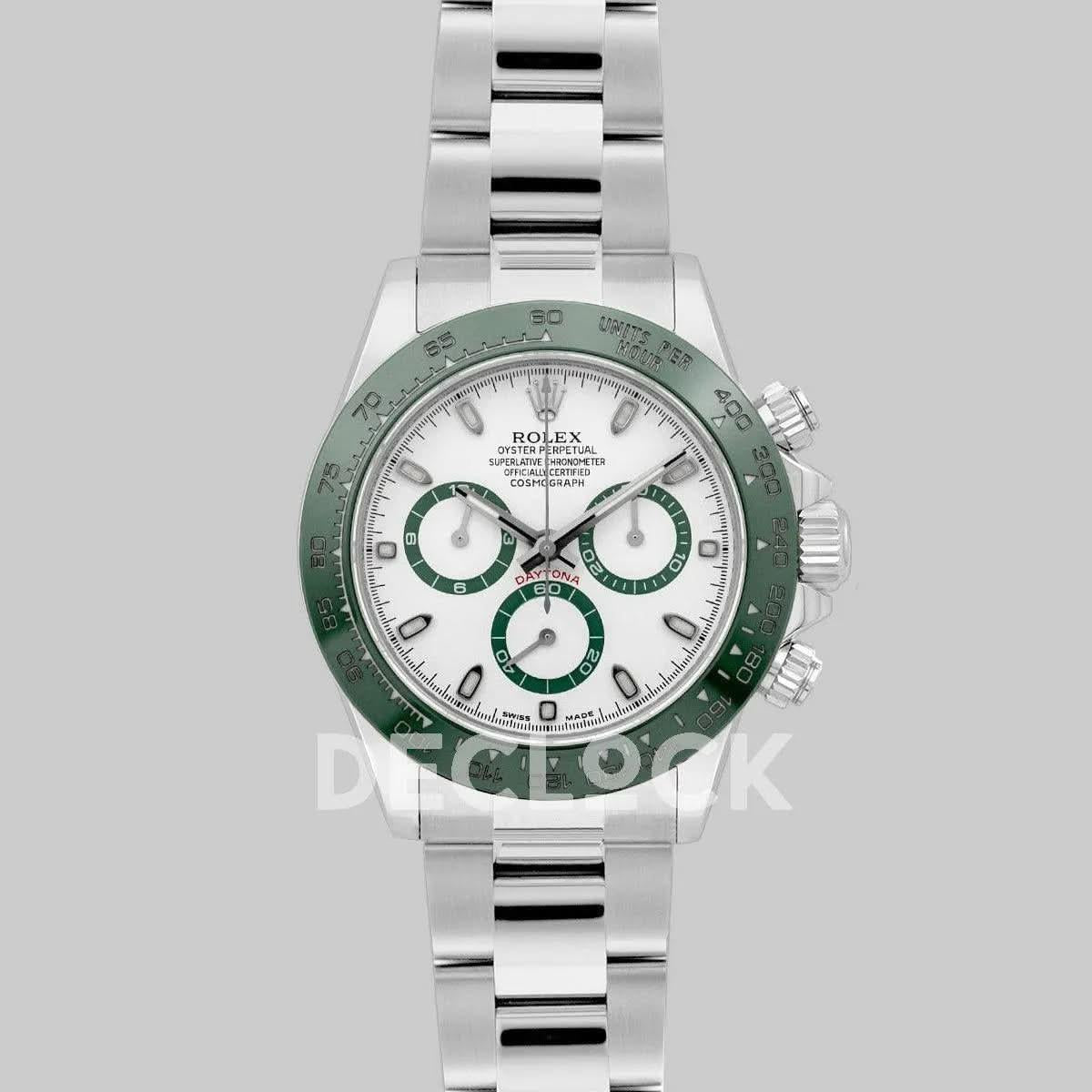 Replica Rolex Daytona 116500LV White Dial Green Bezel |  Declock.