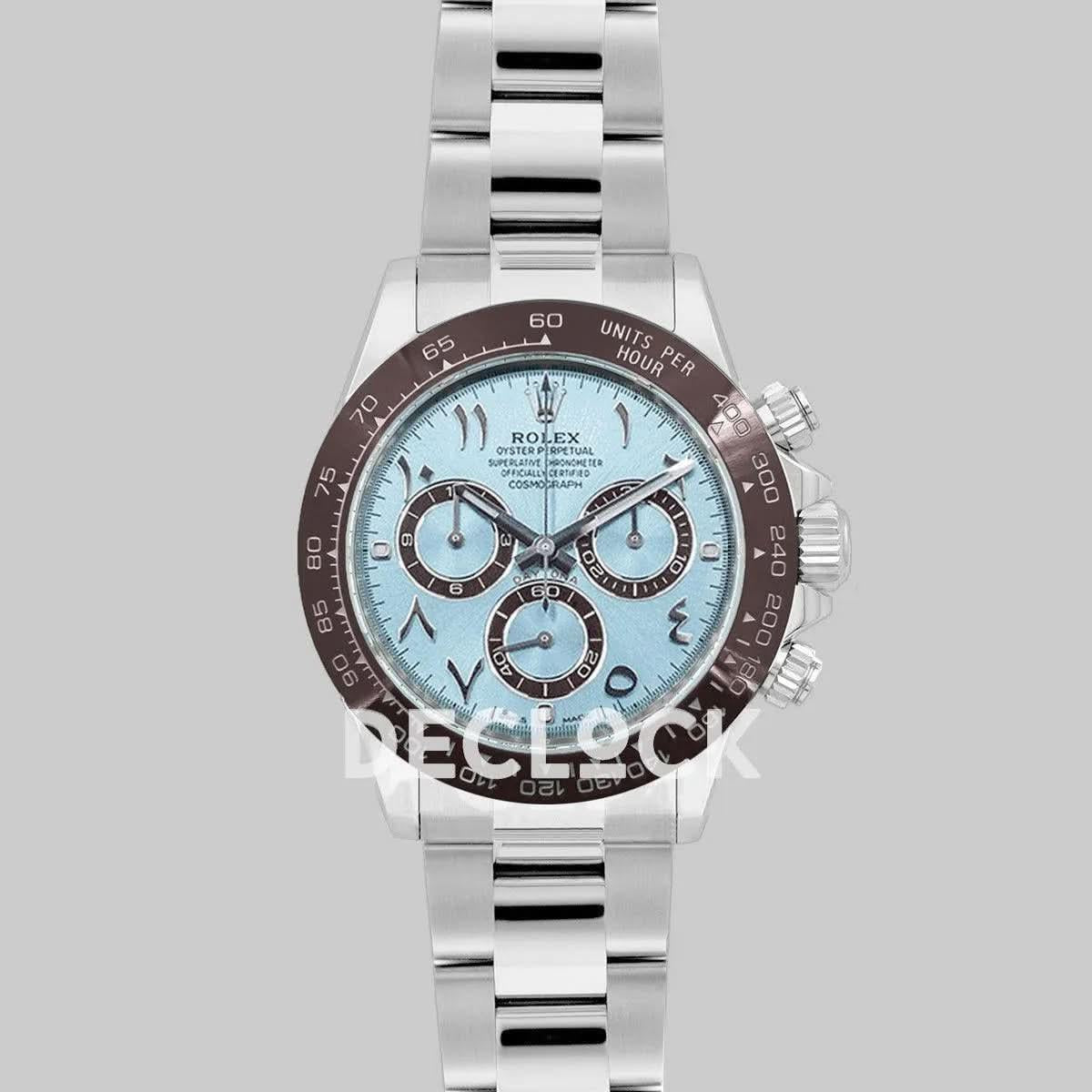Replica Rolex Daytona 116506 Ice Blue Dial in Platinum with Arabic Markers |  Declock.