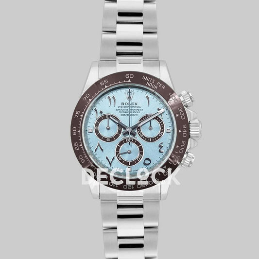 Replica Rolex Daytona 116506 Ice Blue Dial in Platinum with Arabic Markers | Declock.