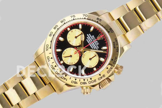 Replica Rolex Daytona 116508-0009 Paul Newman Black Dial in Yellow Gold |  Declock.