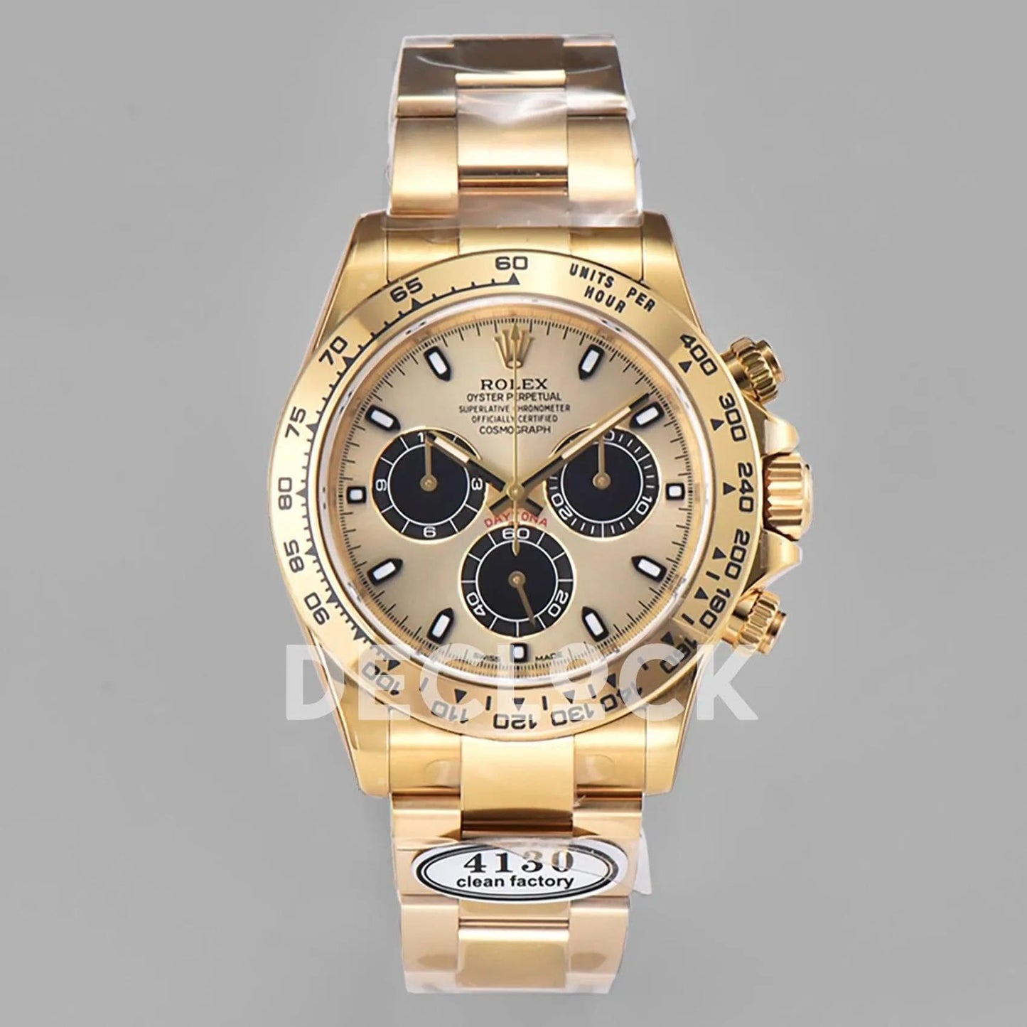 Replica Rolex Daytona 116508 Champagne/Black Dial in Yellow Gold |  Declock.