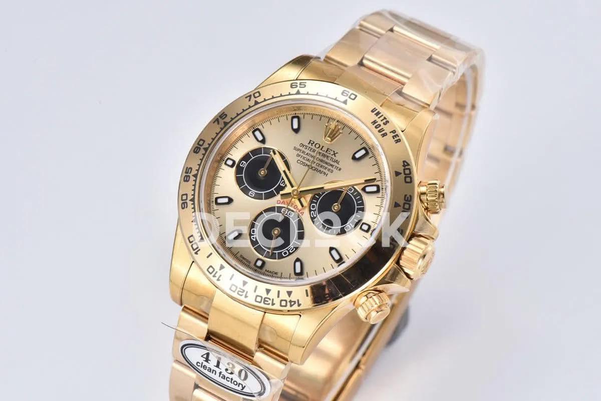 Replica Rolex Daytona 116508 Champagne/Black Dial in Yellow Gold |  Declock.