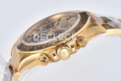 Replica Rolex Daytona 116508 Champagne/Black Dial in Yellow Gold