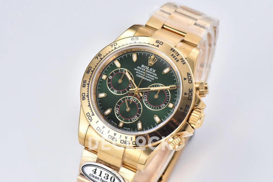 Replica Rolex Daytona 116508 Yellow Gold in Green Dial | Declock.